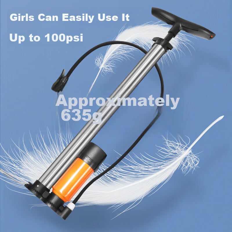 FOREVER Bicycle Pump, Suitable for Basketball, Electric Bikes, Motorcycles, Universal Stainless Steel High-Pressure Pump with Pressure Gauge And Air Hose