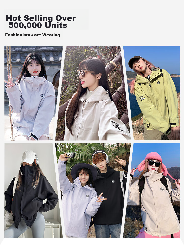 CAMEL Single-Layer Windbreaker Jacket for Men And Women, Waterproof Coat A31166 Phantom Black XL 4