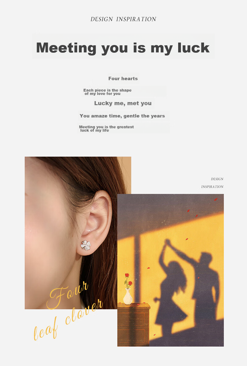 MANHE S999 Sterling Silver Four-Leaf Clover Stud Earrings for Women, New 2026 Style Earrings, Birthday Gift for Girls And Friends 3