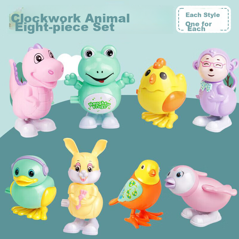 Huashimeng Children's Wind-Up Toy, Chain Reel, Chicken, Dinosaur, Jumping Frog, Rabbit, 80s And 90s Nostalgic Spring-Loaded Toy