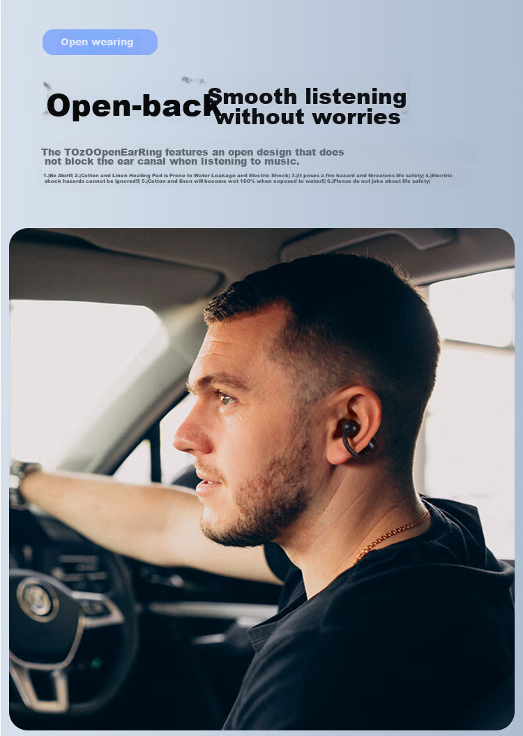 TOZO Open-Ear Headphones, Wireless Bluetooth Earphones for Running And Sports, AI Smart Translation, New Model Open Ear Ring Compatible with Apple, Huawei, Xiaomi 4