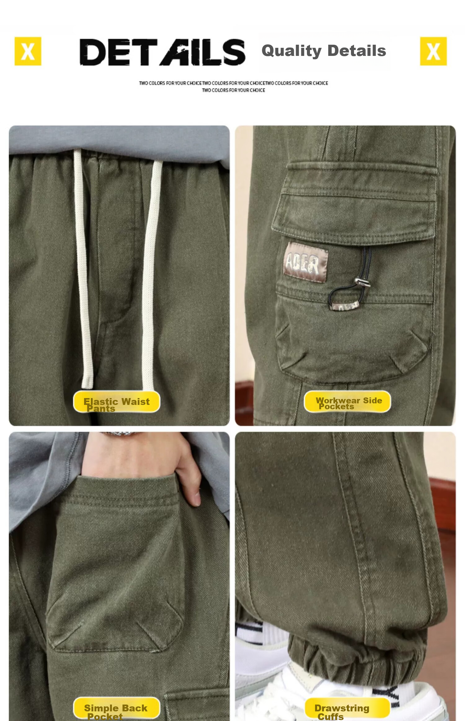 Homlean Army Green American-Style Loose Casual Cargo Pants, Summer Trendy Brand, Elastic Ankle, Pure Cotton, Plus Size Long Trousers, K501 Army Green 2XL 19