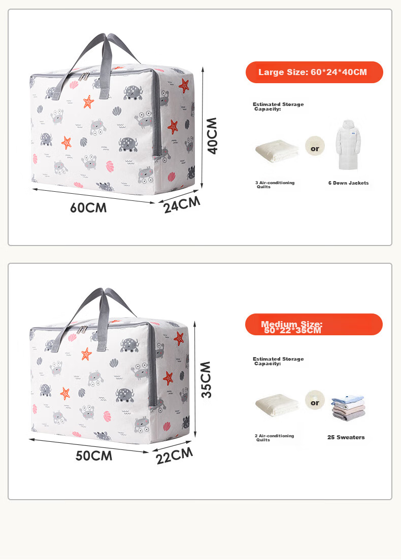 Baicaoyuan Cotton Quilt Storage Bag, Clothes Moving Packing Bag, Woven Bag, Kindergarten Storage Bag, Luggage Bag, 105L, 1 Piece 13