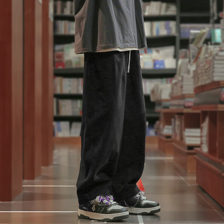 Homlean Japanese-Style Literary Casual Pants for Men, Summer Niche Trendy Straight-Leg Cargo Trousers HG01 Khaki S 7