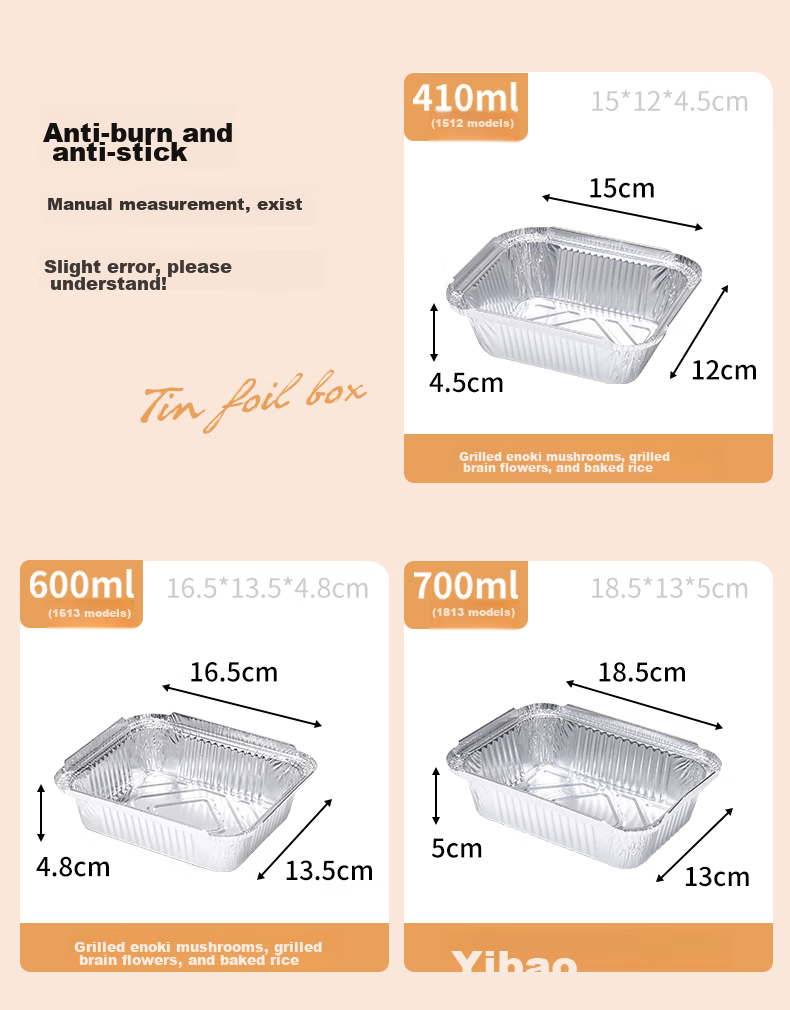 Faxilon Air Fryer And Oven-Specific Aluminum Foil Trays, 1100ml*20 Pieces, Disposable Rectangular Takeout Containers for Baking 3