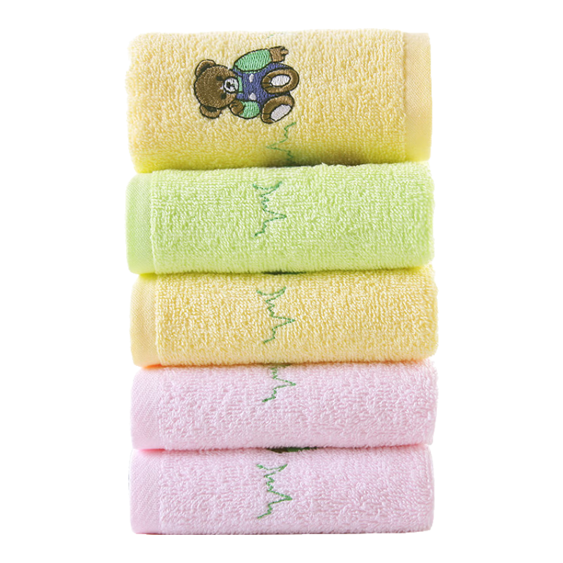 KING SHORE Class A Children's Towels, 100% Pure Cotton Face Towels, Washcloths for Kids And Women, 5-Pack Sports Towels