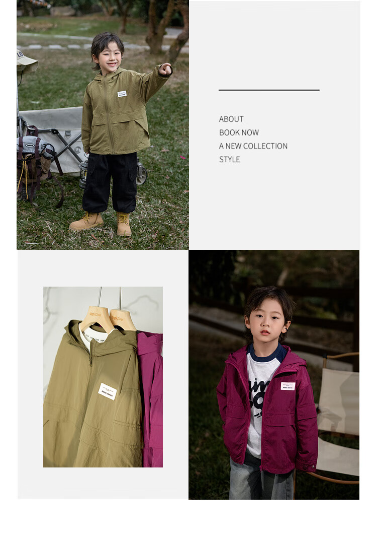LUSON Chen Da Zhu Boys' Outdoor Hooded Workwear Jacket, 2025 Spring And Autumn New Style, Children's Water-Repellent Hiking Coat, Outerwear 12