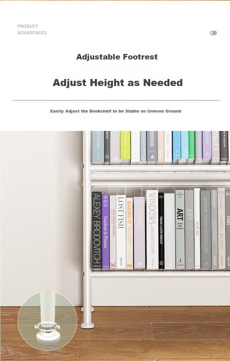 Anerya Mobile Bookshelf with Wheels, Iron Art Small Bookcase for Living Room, Picture Book Rack, Storage Shelf, 4 Tiers 5