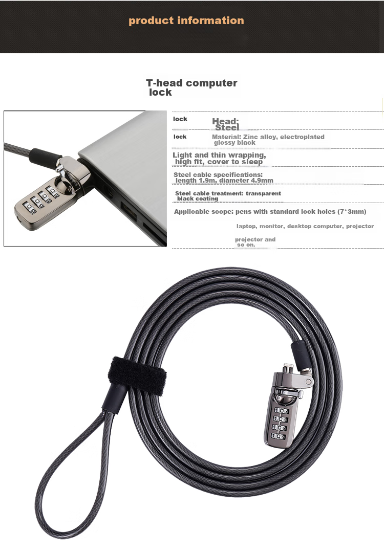 NVV Laptop Lock, Suitable for HP Nano And Lenovo Laptops with Small 6*2.5mm Holes, Anti-Theft Lock, Security Password Lock NL-13 9