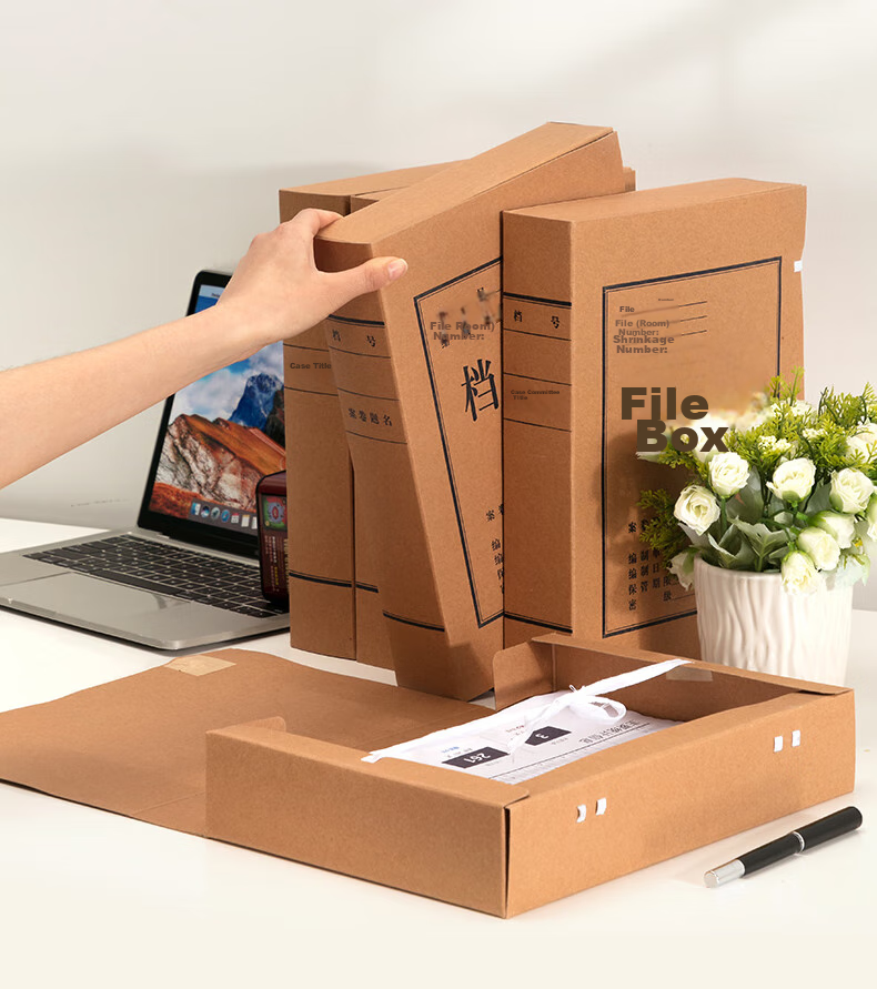 Deli 250g/A4 60mm 20-Pack Mixed Pulp Kraft Paper File Boxes, Accounting Document Storage Containers, Office Supplies PA105-T20 11