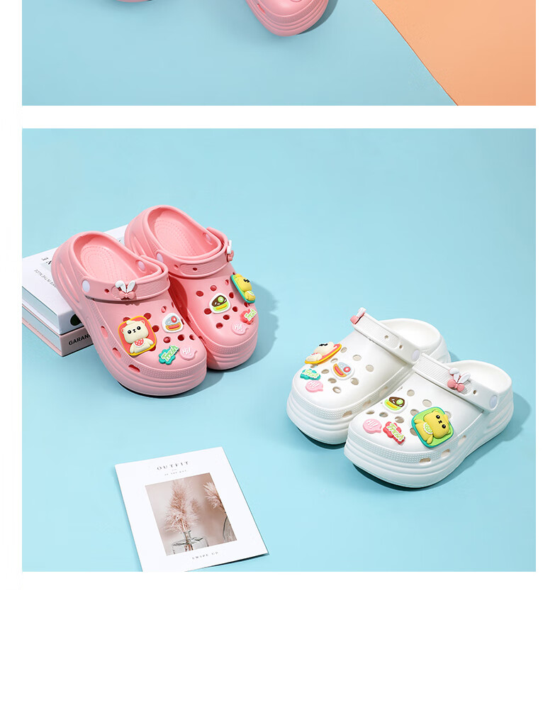 Grace Summer Thick-Soled Closed-Toe Heightening 5CM Perforated Shoes for Women, Cute Outdoor Slippers, Breathable Sandals, Pink, Size 39/40 12