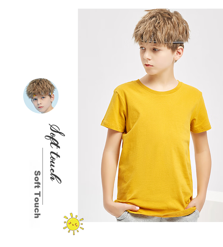 Nanjiren Children's T-Shirt, Boys And Girls Undershirt, Summer Round Neck Cotton White T-Shirt, Casual Versatile Short Sleeve for Older Kids, White, Size 110 14