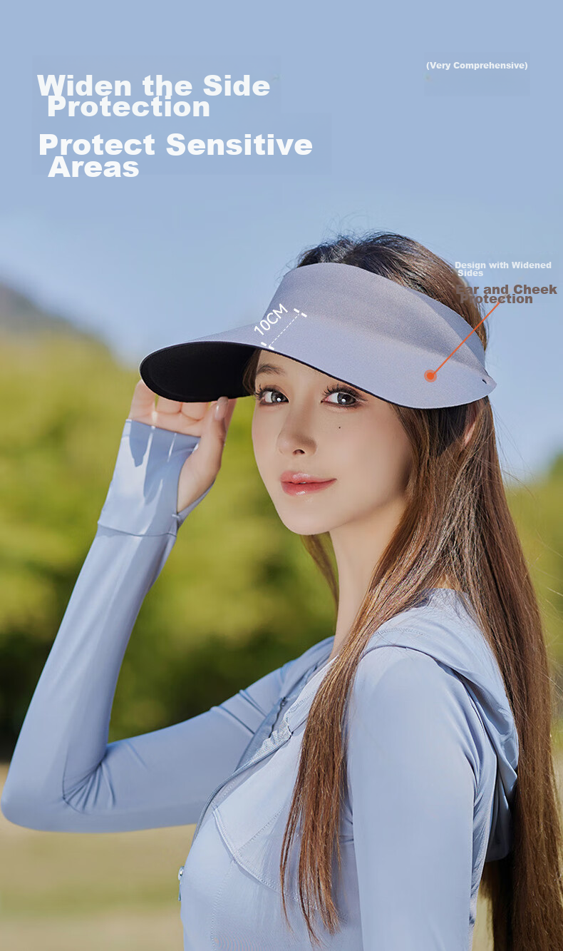 FitonTon Sun Protection Hat for Women, Sun Visor Cap, Summer Egg Roll Hat, Outdoor Running Face-Covering Seamless UV Protection Hat, Open-Top Sun Hat 6