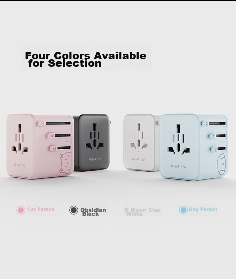 Etman Travel Adapter, 2A1C Multi-International Universal Outbound Socket, Type-C Pink, Fast Charging Power Converter for Hong Kong Japan Korea 23