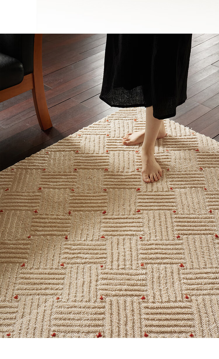Keecy French Vintage Rug, Living Room Retro Luxury New Style Bedroom Cream-Colored High-End Home Bedroom Carpet 15