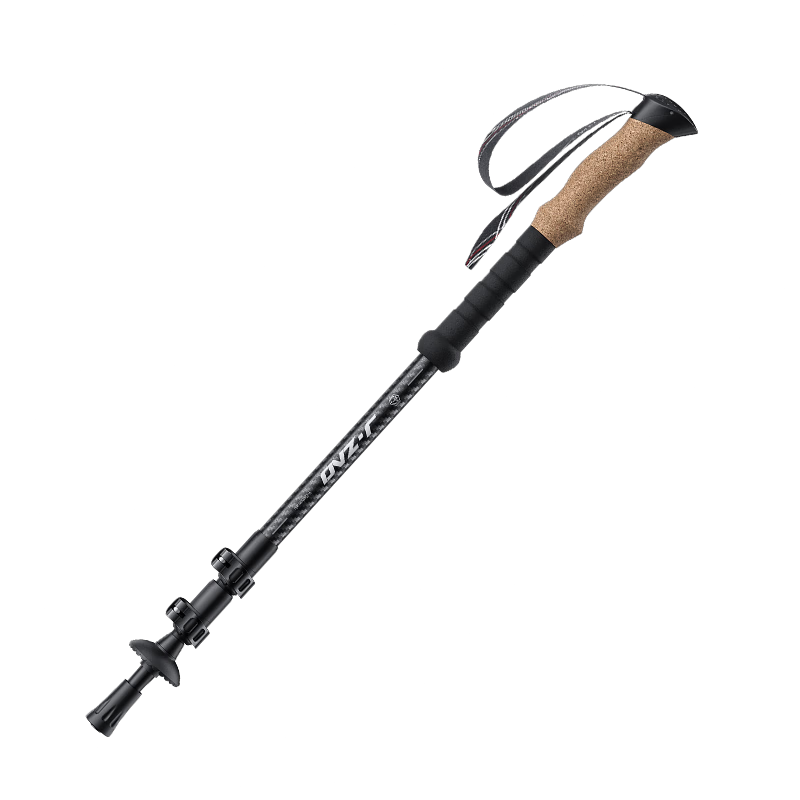 JD Original [Zhixuan] Carbon Fiber Trekking Pole, Telescopic Hiking Outdoor Climbing Walking Stick, Cork Handle, Black, ST300