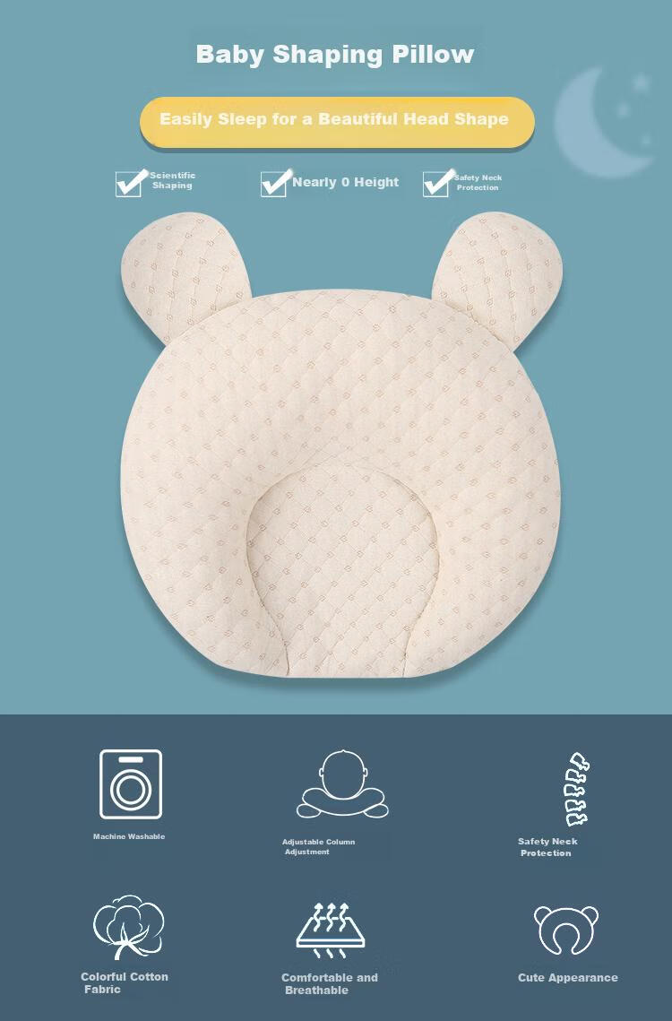 Xiqinbao Baby Pillow Children's Pillow Kindergarten Baby Nap Pillow 50x30cm (Gauze Pillowcase + Pillow Core) Blue Pony 1