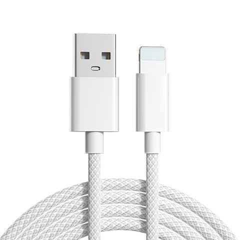 Apple Compatible 2.4A Fast Charging Cable for iPhone 14/13 Pro Max/12/11/XS R/8, iPad Tablet USB Car Charger Cable 2M Gray White