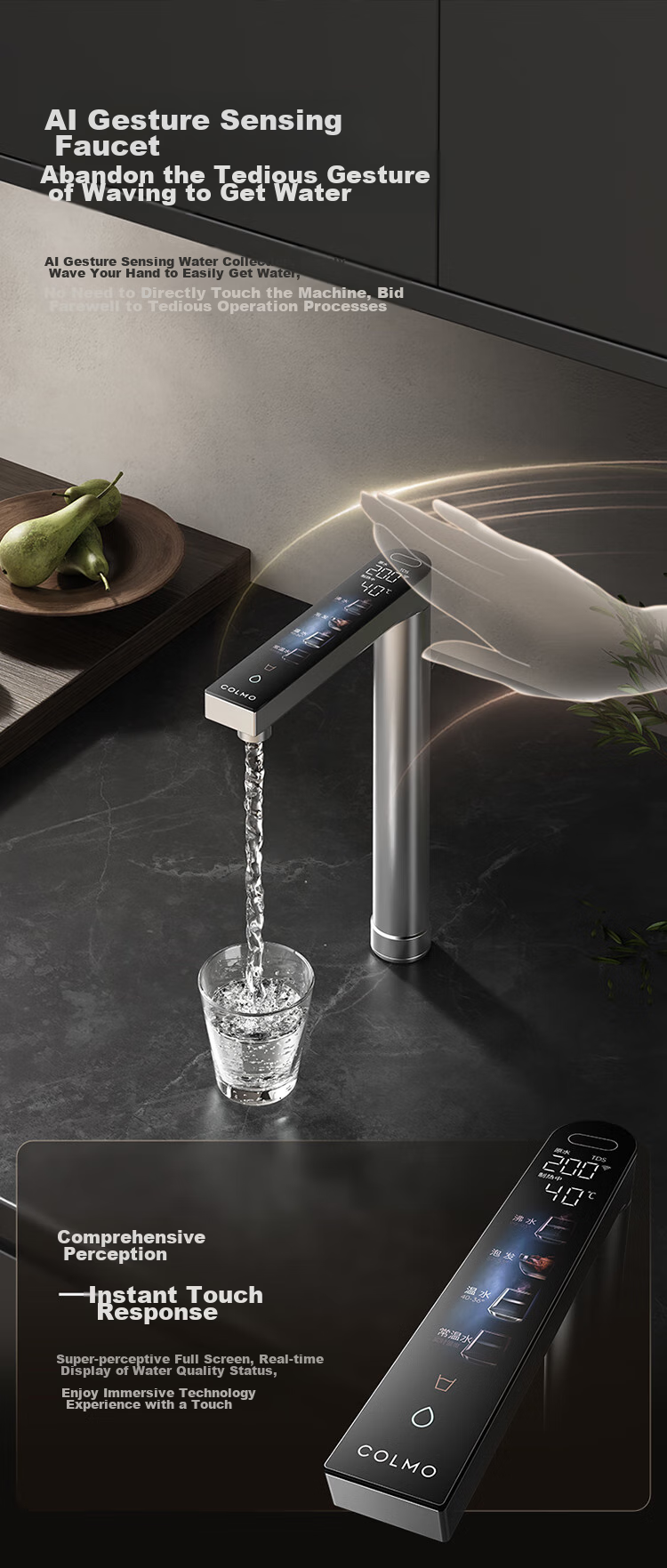 COLMO Water Purifier Black Pearl Integrated Hot Water And Purification System, 800G Household Kitchen Heating Direct Drinking Under-Sink Purifier, Specialized for Kitchen Use, Under-Counter, No Scale Inhibitor, RO Reverse Osmosis RC119 8