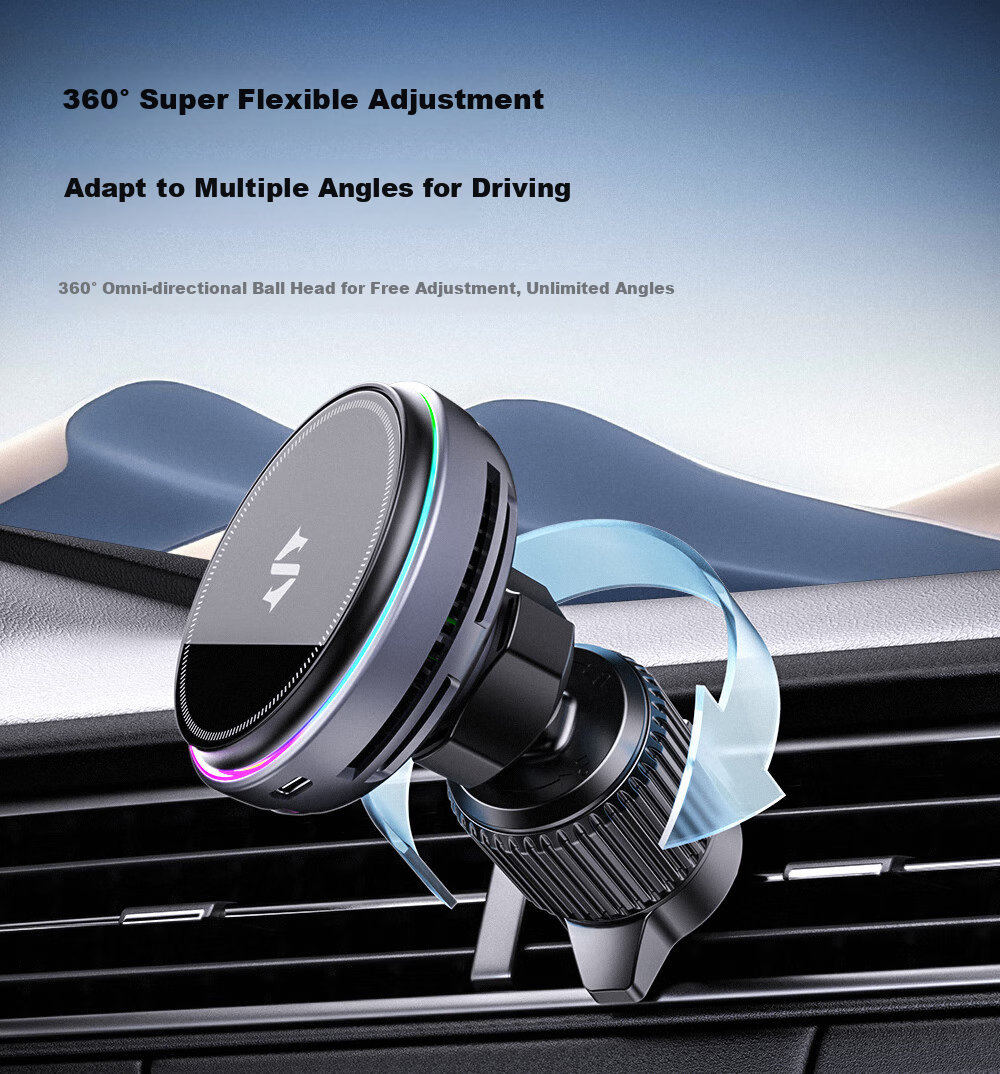Heisha Car Wireless Charging Phone Holder, Magnetic Cooling Stand for Car Charger, Compatible with Apple, Huawei, Xiaomi, Low Temperature Fast Charging, Strong Magnetic Attractio 15