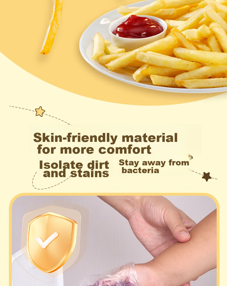 YOUAO Children's Disposable Gloves, 200 Pieces, Thickened Food-Grade PE, Leak-Proof, for Kids Aged 3-12, Toddlers And Babies 9