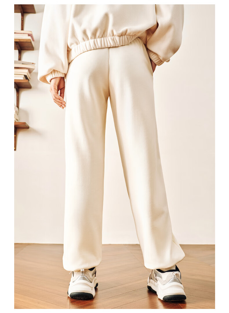 ANTA Snow Owl Fleece-Lined Knit Jogger Pants Women's Winter Casual Warm Trousers College Sports Pants 27