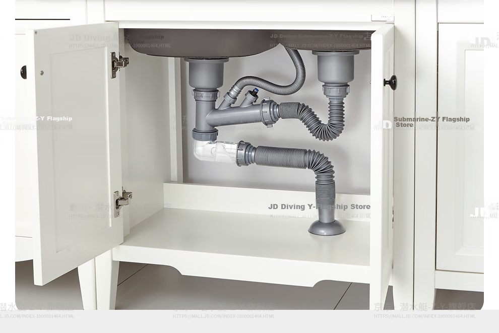 Submarine CSQ-2C Double Sink Drain Pipe with Anti-Odor And Space-Saving Features, ABS Material, Extended to 95 Cm 5
