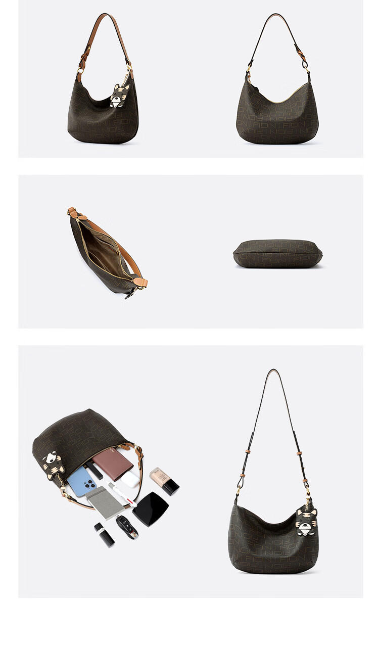 FION Vintage Floral Pattern Handbag for Women, Shoulder Bag, High-End Tote Bag with Elegant Design, Birthday Gift 5