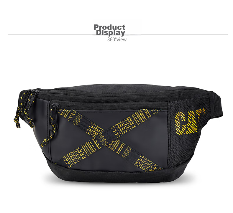 CAT Waist Bag, Lightweight Chest Bag, Crossbody Bag, Phone Pouch, PU Trendy IPad Bag, Outdoor Sports Bag for Men And Women, Black 84050 8