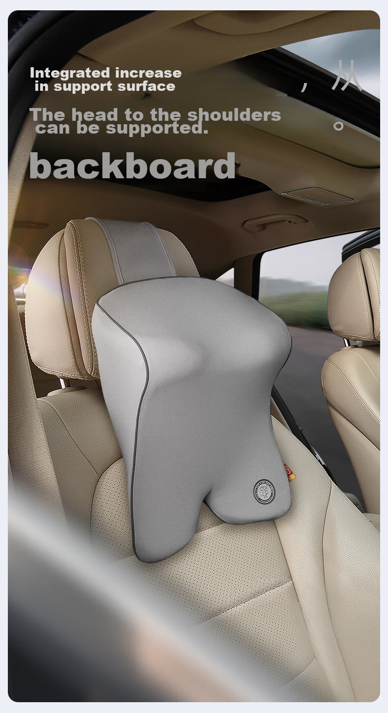 GiGi Car Headrest Memory Foam Neck Pillow, Adjustable Height Car Headrest Cushion Pillow, Gray 3