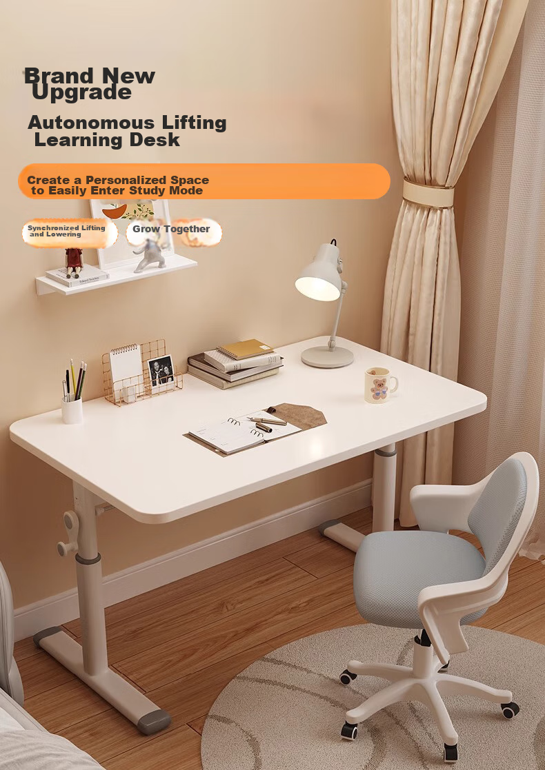 Quanpinwu Adjustable Height Desk, Study Table, Computer Desk, Home Standing Workstation, Manual Lifting Desk 1