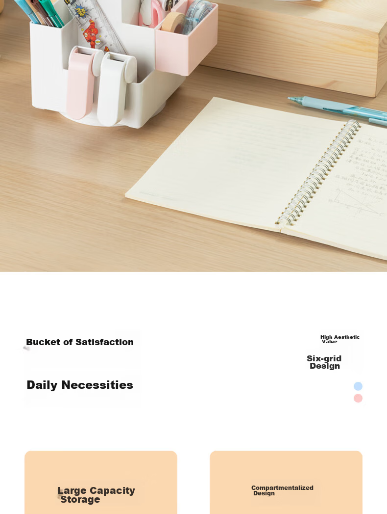 Deli Creative Rotating Pen Holder, Simple Multifunctional Pen Container for Children And Students, Office Desk Storage Box, Cosmetic Organizer, Blue PK200 2