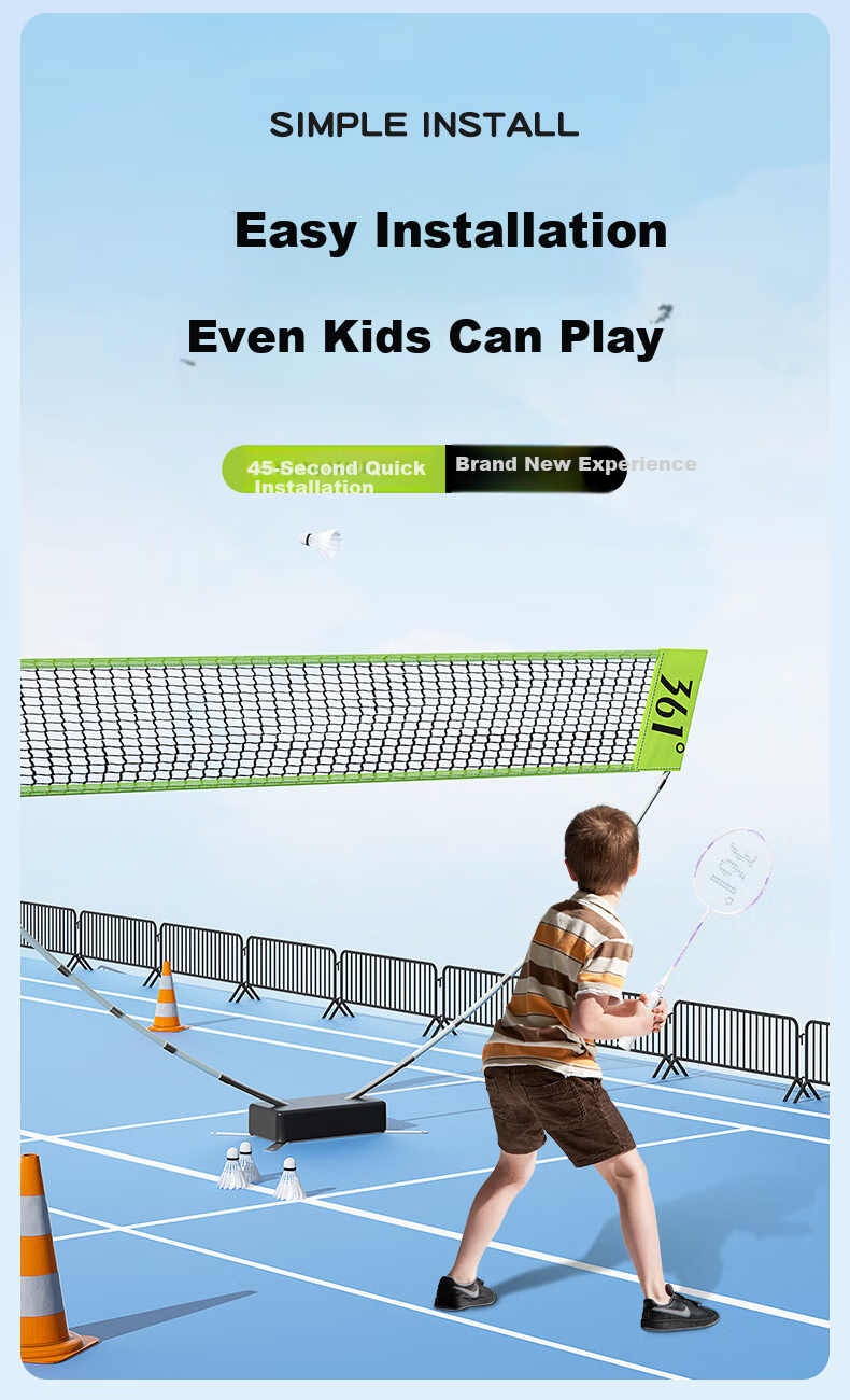 361° Portable Badminton Net Stand, Quick-Open Standard Net for Indoor And Outdoor Use 3