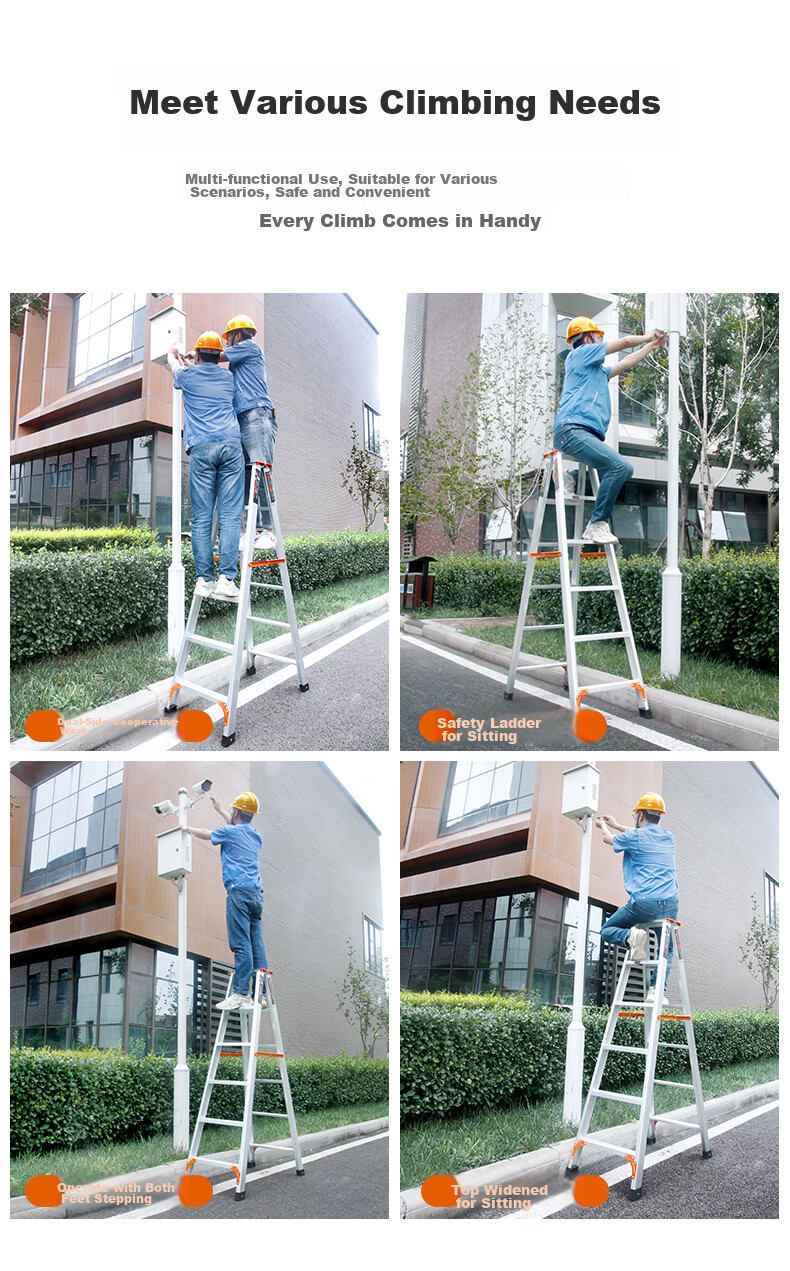 AOPENG Folding Ladder, Household A-Frame Ladder, Thickened Aluminum Alloy Six-Step Ladder, Multifunctional Double-Sided Engineering Staircase 7