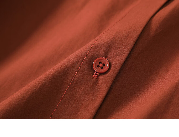 Dme Vintage Shirt Dress with Tie Waist, Niche Design, Loose-Fitting Slimming Dress, Rust Red, S 12