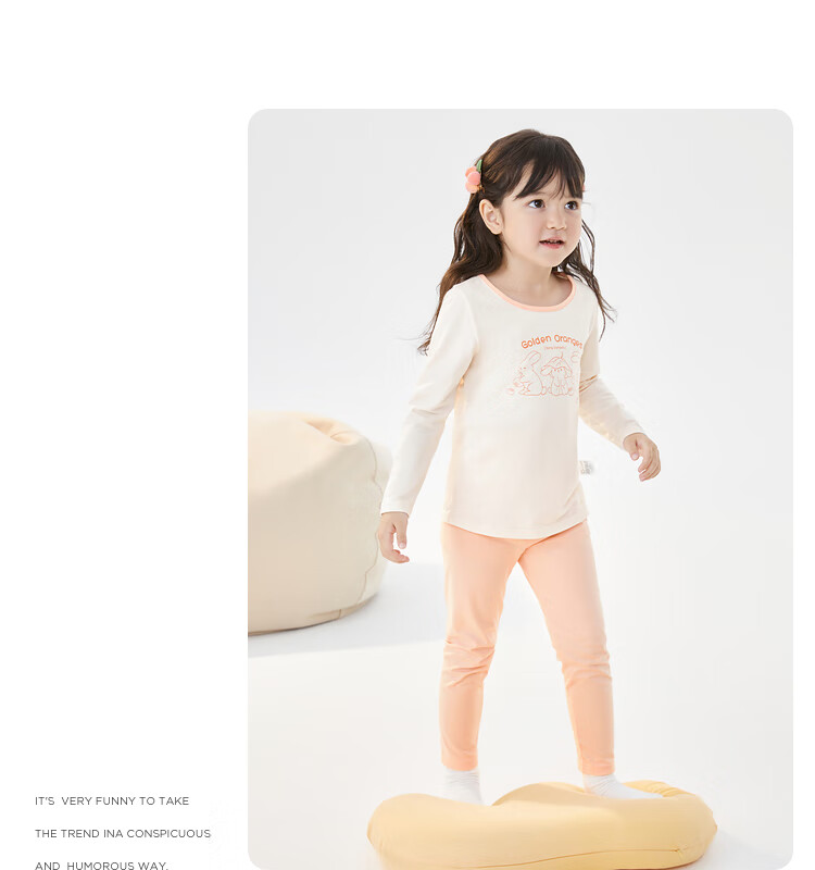 BALABALA Girls' Underwear Set, Cotton Autumn Children's Base Layer, Baby Thermal Underwear, Autumn Top And Pants, Pajamas, 208924169004 16
