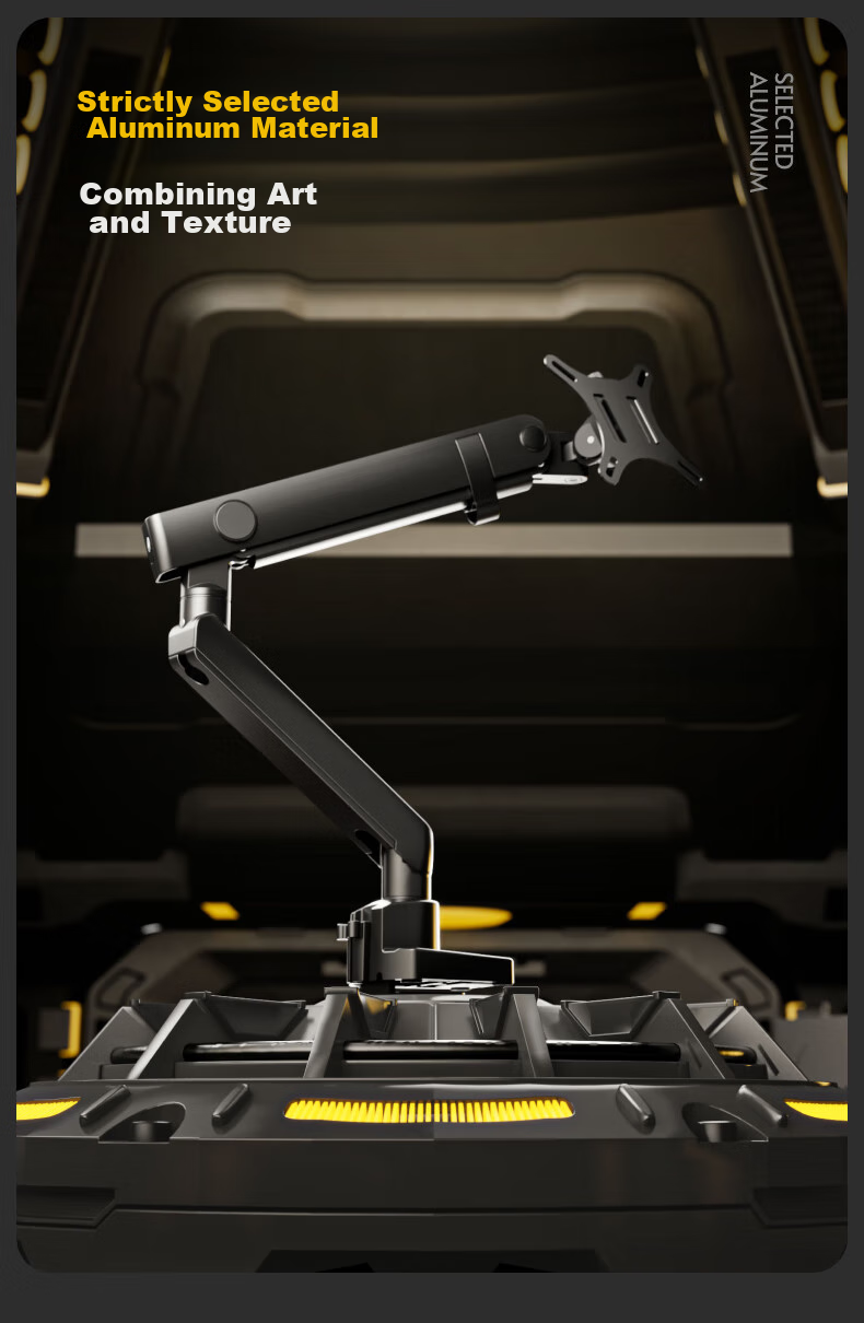 Brateck Beihu Monitor Stand, Mechanical Arm, Computer Desk Clamp Base, Heavy-Duty Screen Riser E500 Black 17-40 Inch, Suspended Arm 13
