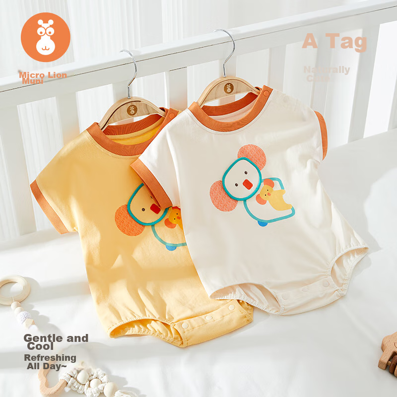 Wismorni Baby Romper, Summer Thin Style, Infant Triangle Bodysuit, Short-Sleeve Onesie, Newborn Crawling Suit
