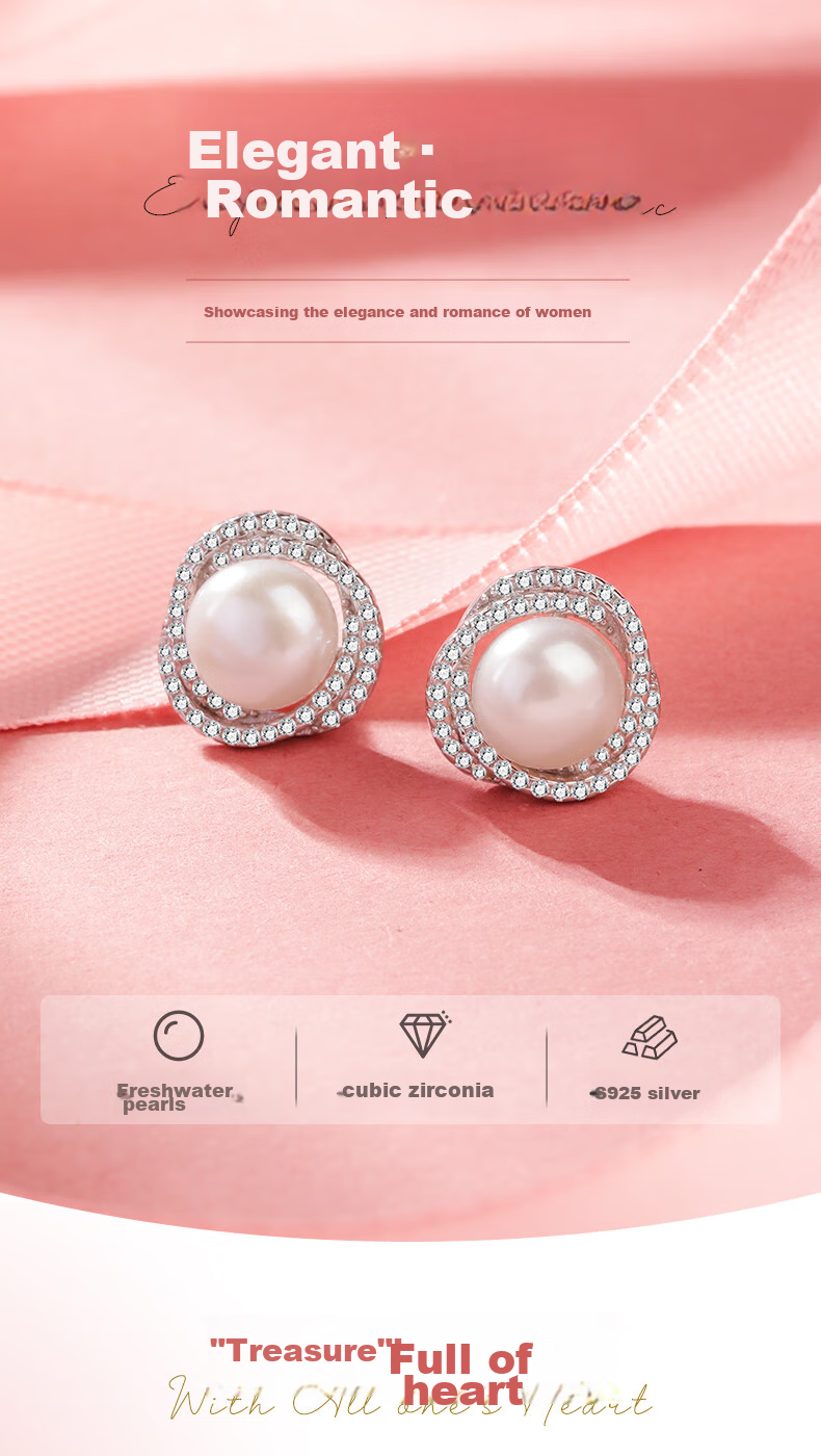 MANHE S925 Silver Stud Earrings for Women, Freshwater Pearl Earrings, Birthday Valentine's Day Gift for Girlfriend Or Mother 13