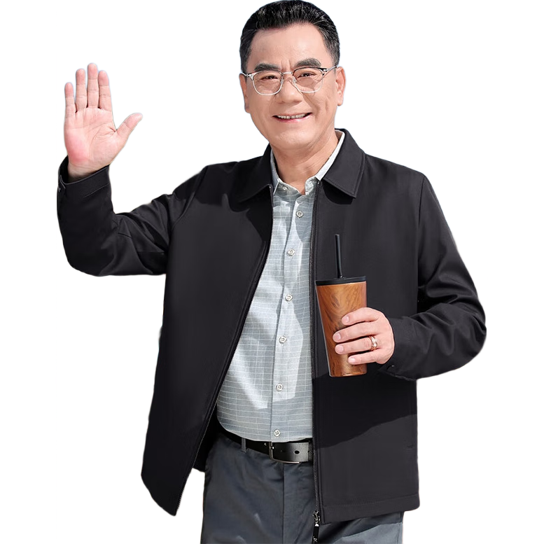 Baocaiyang Administrative Jacket for Men, Spring And Autumn Business Casual Lapel Loose Fit for Middle-Aged And Elderly Government Officials
