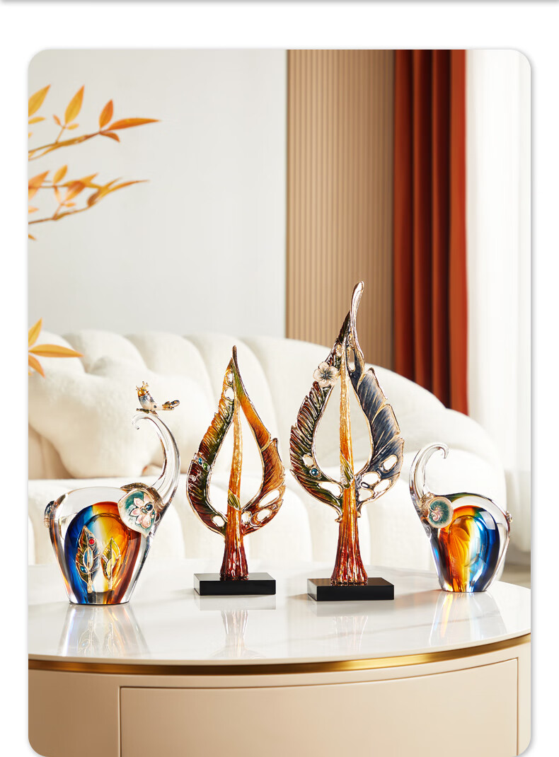Nuoshiman High-End Enamel Colorful Elephant Figurines, Pair of Decorative Ornaments for Living Room, Entryway, TV Cabinet, Wedding And Housewarming Gifts 10