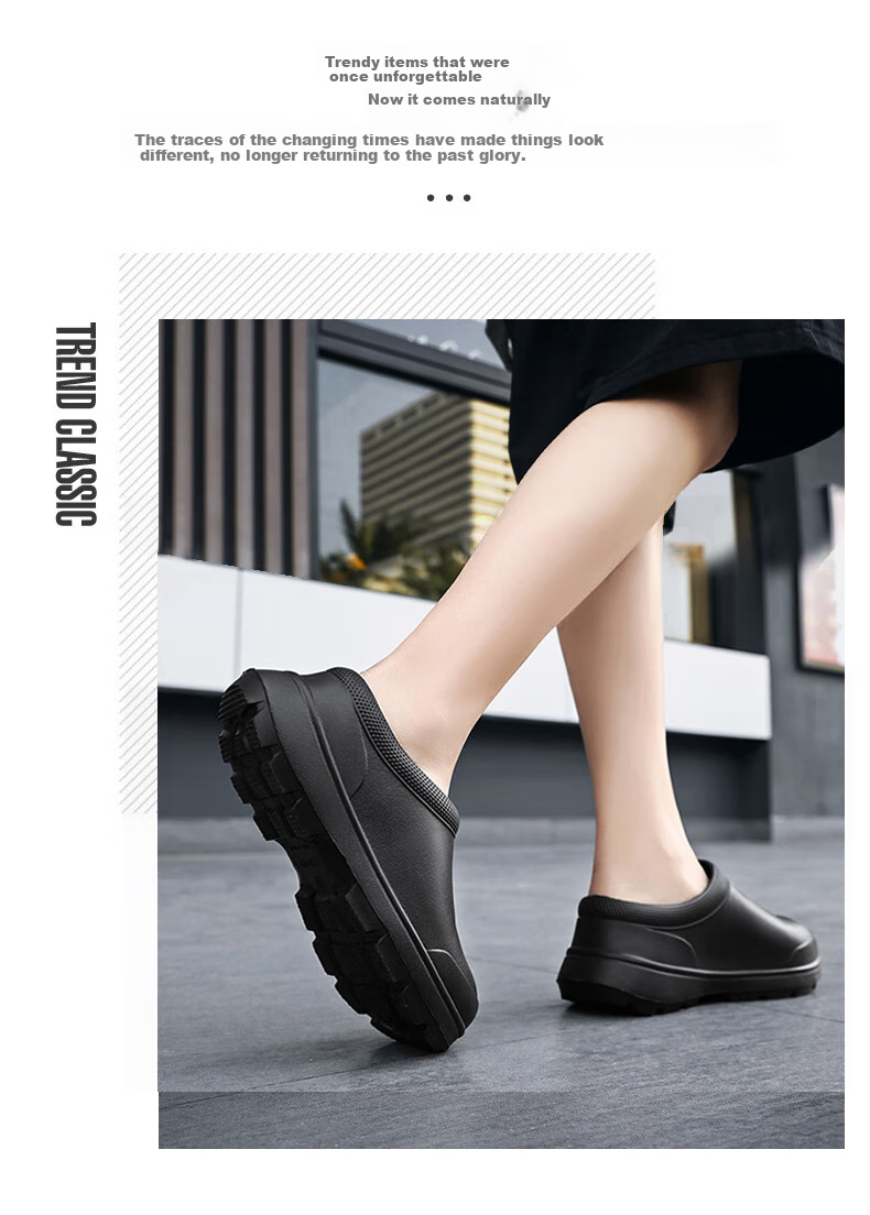 FOOTOPPO EVA Chef Work Shoes for Men, Kitchen-Specific Non-Slip Shoes, Black Oil-Resistant Chef Shoes for Men And Women, Waterproof Shoes 2