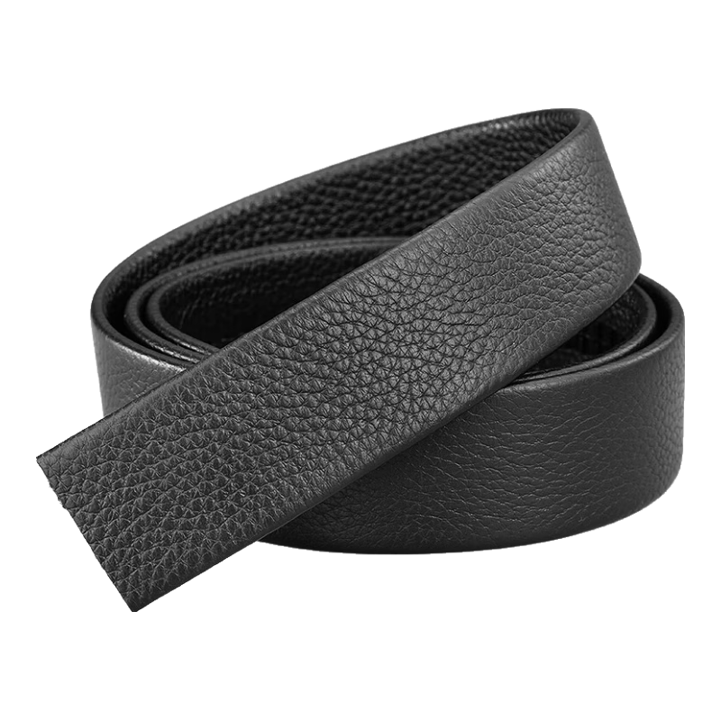 Cattlesboss Men's Belt without Buckle, Automatic Buckle Cowhide Trouser Belt, No Buckle Body Business 7038 Black 120cm