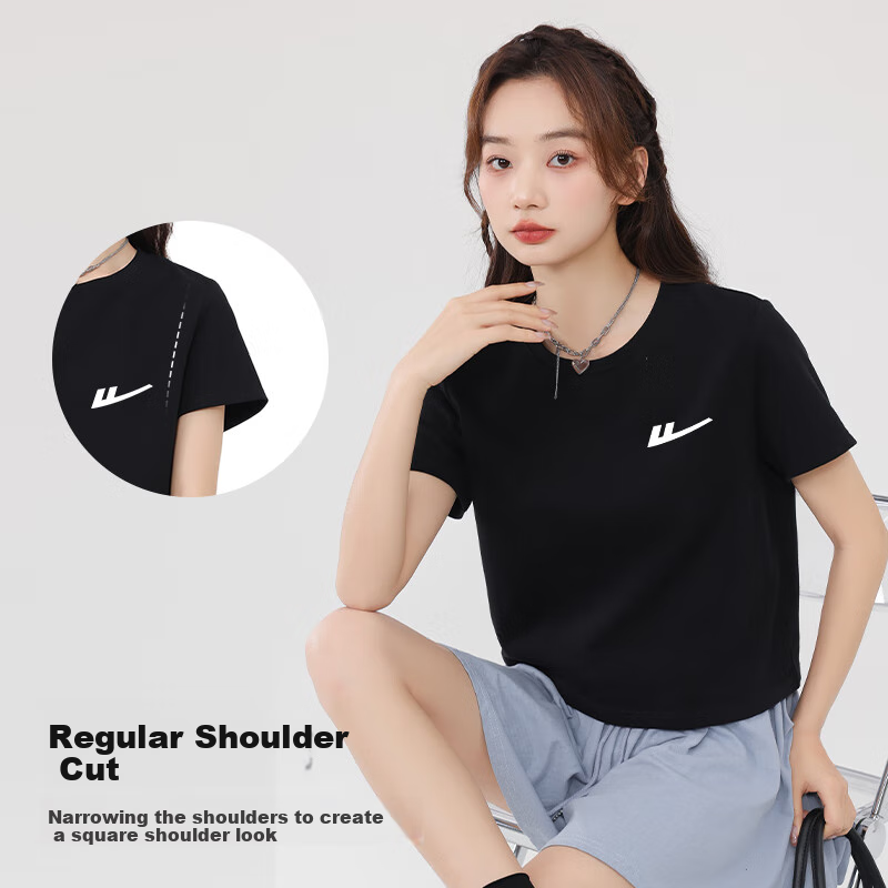 Warrior Pure Cotton Short-Sleeve T-Shirt Undershirt for Women, Summer 2025 Fashion Casual Simple Style Clothing for Petite Figures