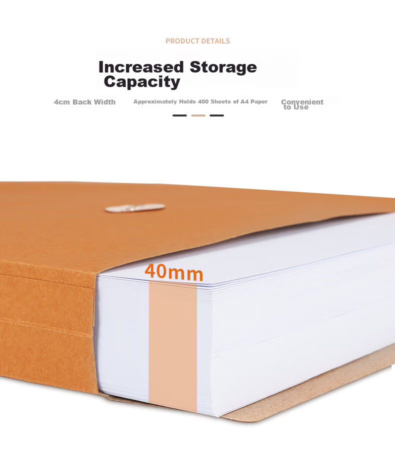 SIMAA 20 Mixed Pulp 250g Kraft Paper File Folders, Thickened with 4cm Side Width, Document Folders for Bids And Contracts, File Storage Pouches, 6608 3