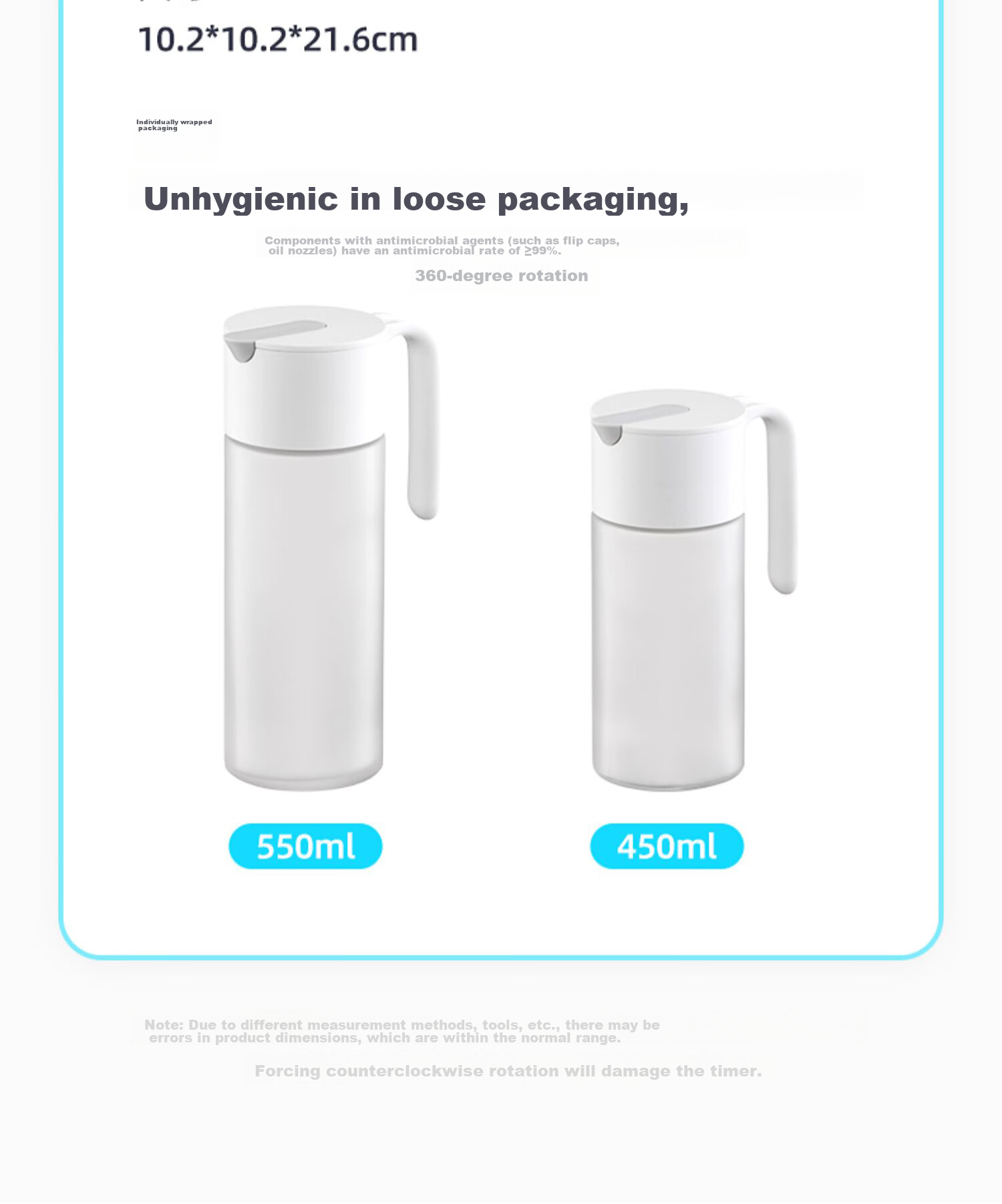 CHAHUA Automatic Opening And Closing Oil Dispenser, Kitchen Antibacterial Ag+ Silver Ion 550ml, Leak-Proof Nozzle for Soy Sauce, Vinegar And Cooking Wine Bottle 4