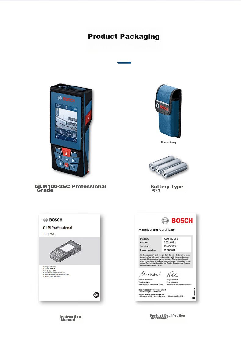 BOSCH Professional 100-Meter Outdoor Infrared Laser Rangefinder, Electronic Measuring Device, Laser Ruler GLM 100-25 C 14