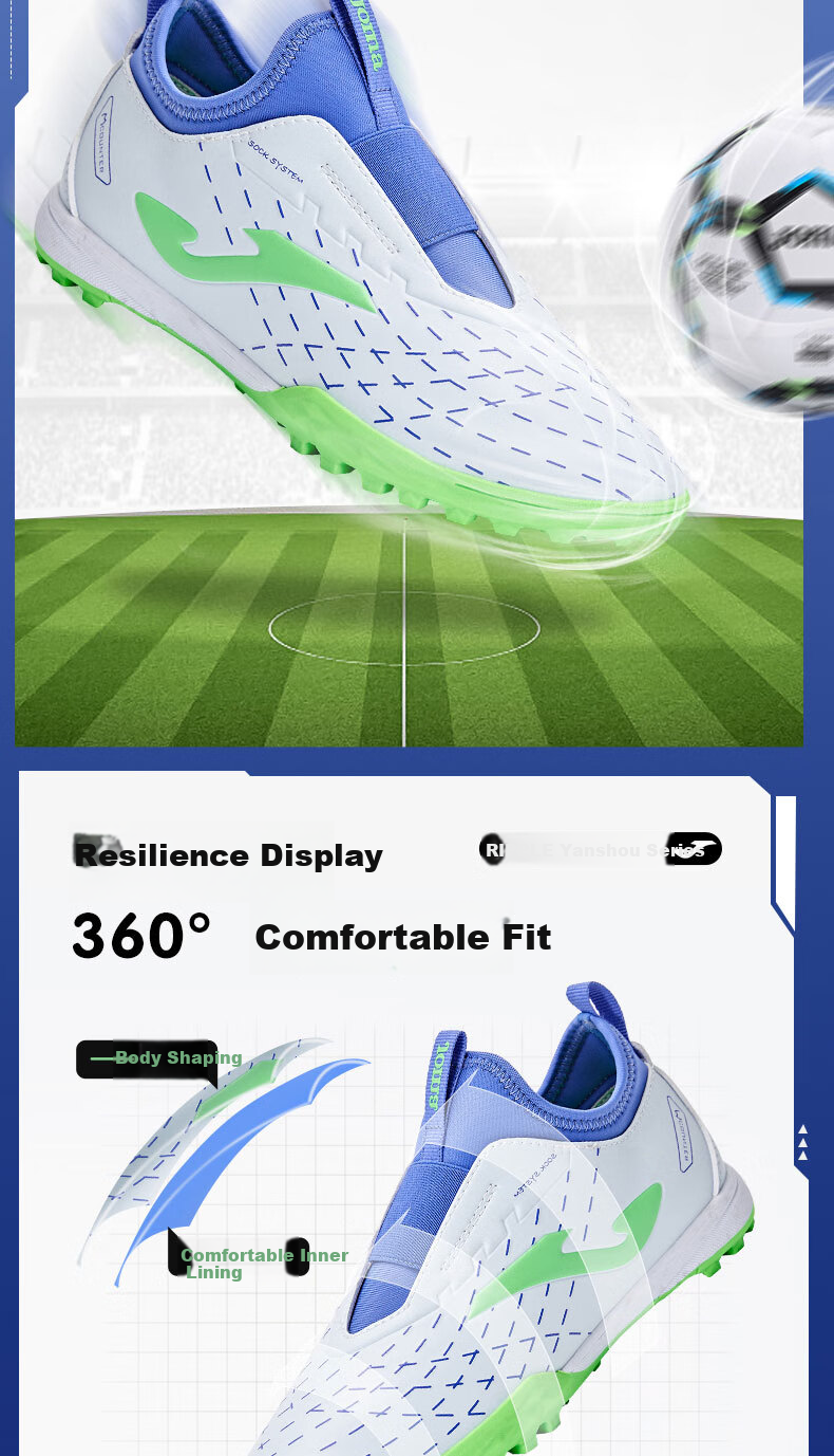 JOMA Children's Soccer Shoes, TF Turf Studs, Non-Slip, Wear-Resistant, for Youth And Students, Professional Competition Football Training Shoes, Gray-Blue, Size 37 4