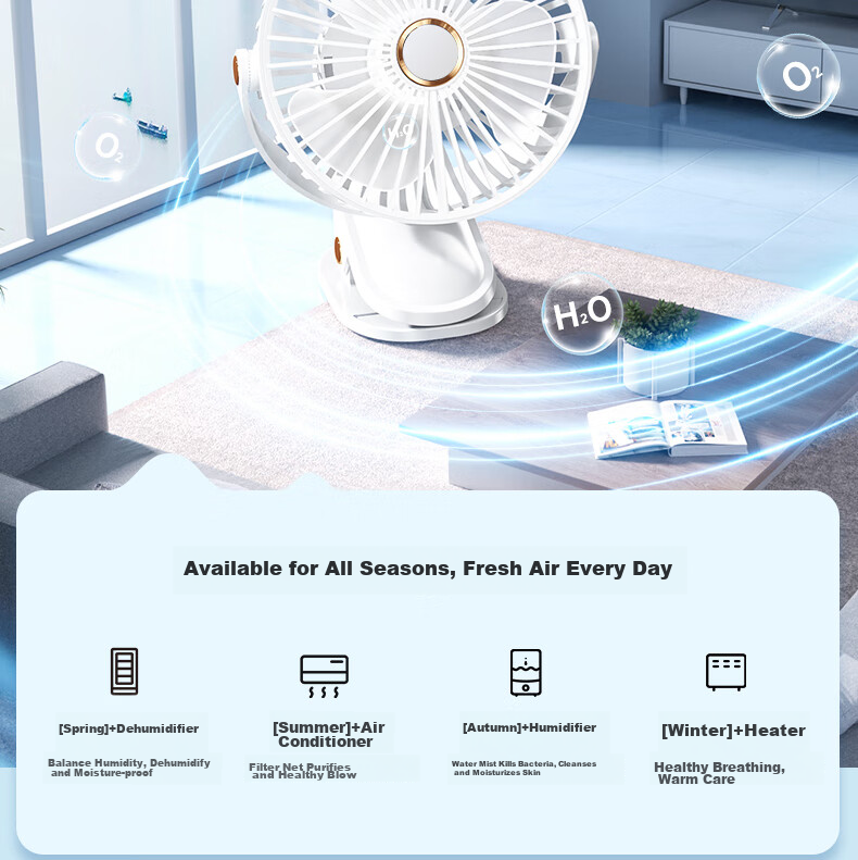 Kumeng Small Fan, Desktop Mini Cooling Air Conditioner, Quiet USB Rechargeable Clip Fan, Wall-Mounted for Dormitory Bed, Desktop Use in Bedroom And Office 15