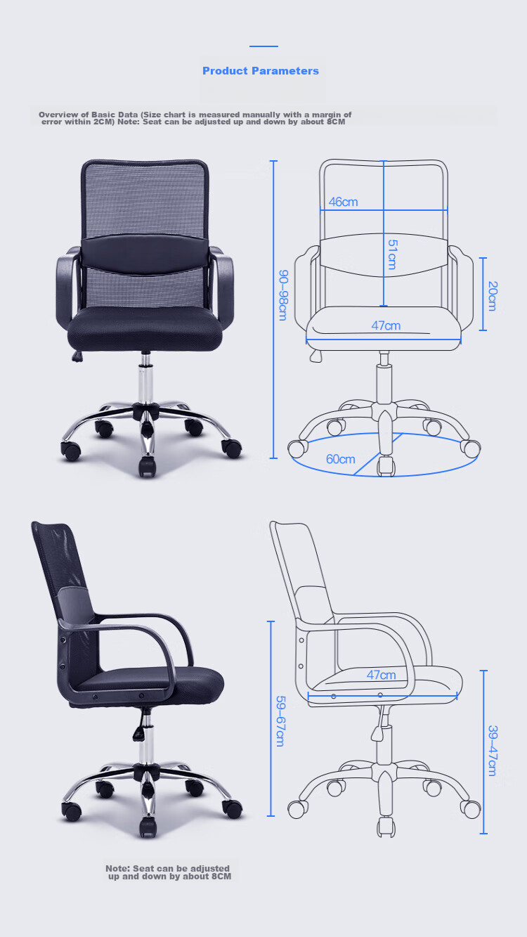 BECAUSES Computer Chair, Home Office Chair, Study Chair, Staff Chair, Employee Chair, Conference Chair, Mesh Swivel Chair MD-0696 15